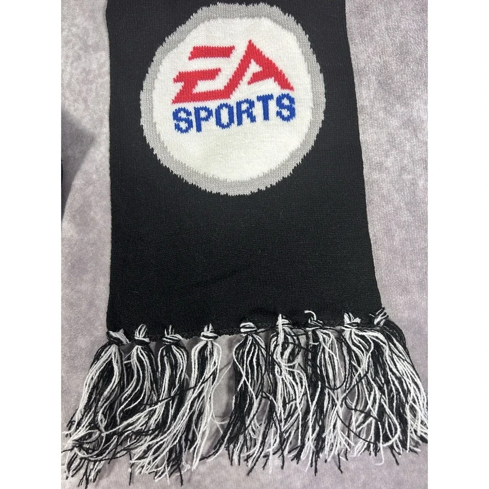 EA Sports Black Knit Winter Scarf Fringe Gaming Fan Promo Soccer Style